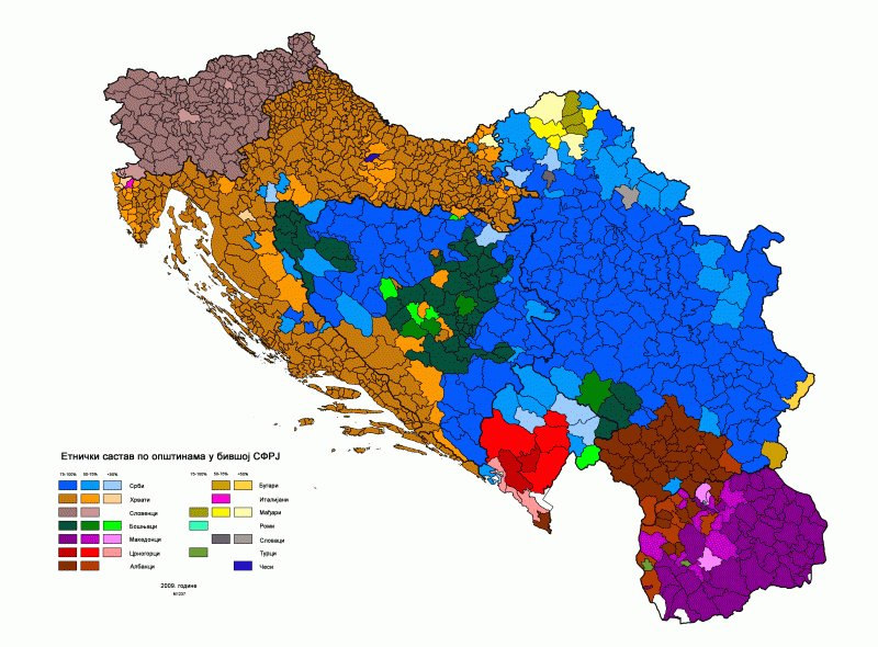 Present day ethnic map of countries of EX-YUGOSLAVIA