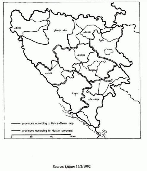 Karta uređenja BiH - Ljiljan 1992