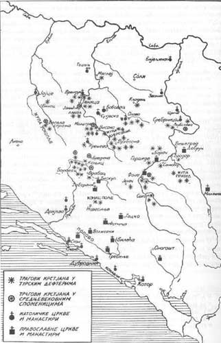 Map 23. Locations of churches in Bosnia before the arrival of the Ottomans