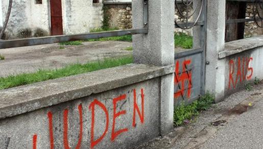 Grafit \'Juden raus\' i kukasti križ osvanuli u Mostaru Grafit \'Juden raus\' i kukasti križ osvanuli u Mostaru